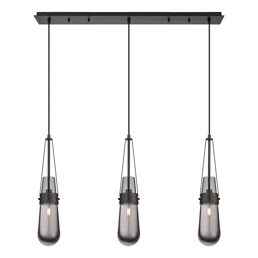 Innovations Milan 3Lt 4" Cord Linear Pendant, BK/SM - 123-452-1P-BK-G452-4SM