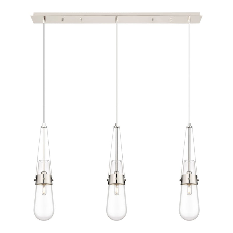 Innovations Milan 3Lt 4" Cord Linear Pendant, PN/Clear - 123-452-1P-PN-G452-4CL