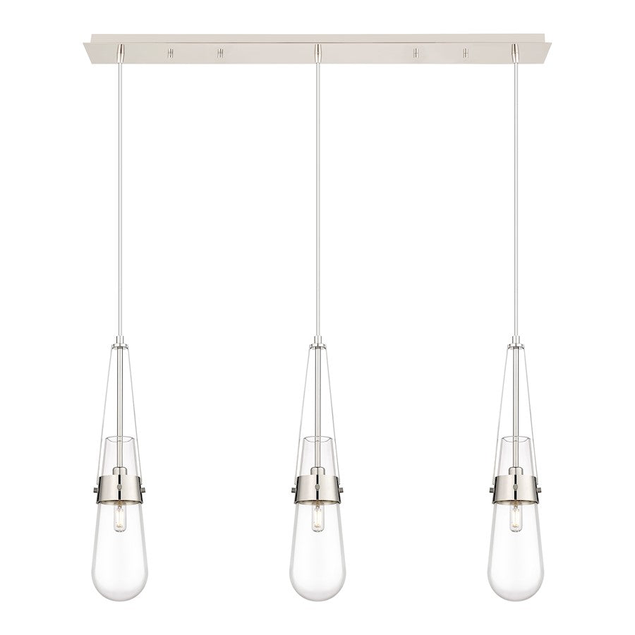 Innovations Milan 3Lt 4" Cord Linear Pendant, PN/Clear - 123-452-1P-PN-G452-4CL