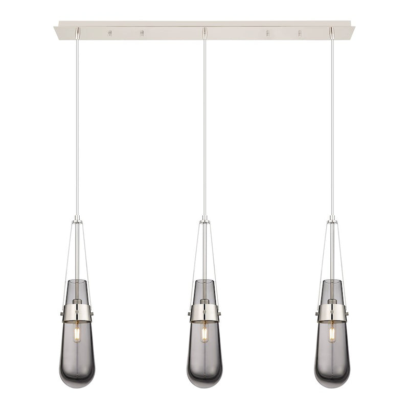 Innovations Milan 3Lt 4" Cord Linear Pendant, PN/Smoke - 123-452-1P-PN-G452-4SM