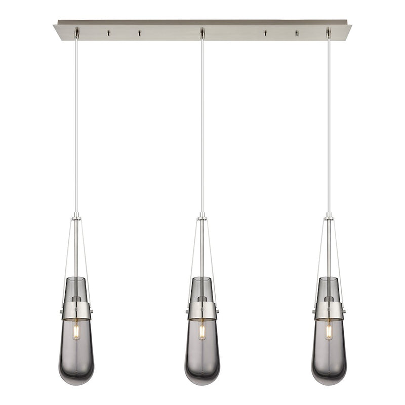 Innovations Milan 3Lt 4" Cord Linear Pendant, SN/Smoke - 123-452-1P-SN-G452-4SM