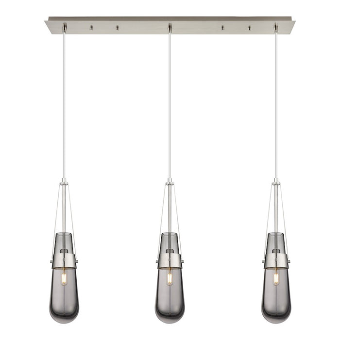 Innovations Milan 3Lt 4" Cord Linear Pendant, SN/Smoke - 123-452-1P-SN-G452-4SM