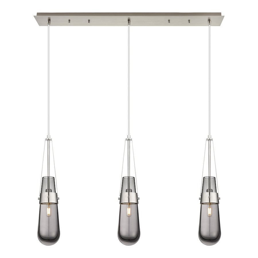 Innovations Milan 3Lt 4" Cord Linear Pendant, SN/Smoke - 123-452-1P-SN-G452-4SM