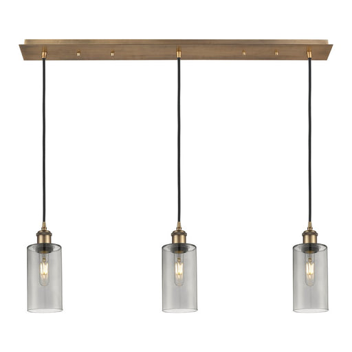 Innovations Crown Point 3Lt 37" Cord Linear Pend, BRS/SM - 123B-3P-BB-G434-7SM