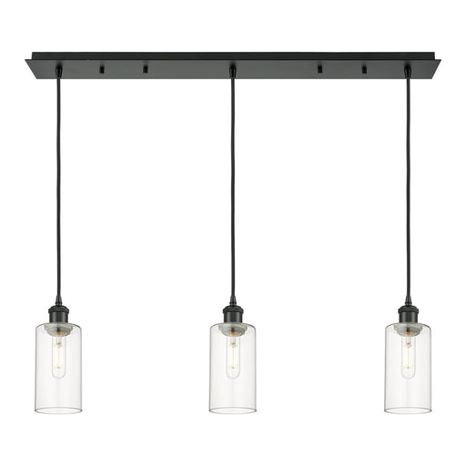 Innovations Crown Point 3Lt 37" Cord Linear Pendant, BK/CL - 123B-3P-BK-G434-7CL