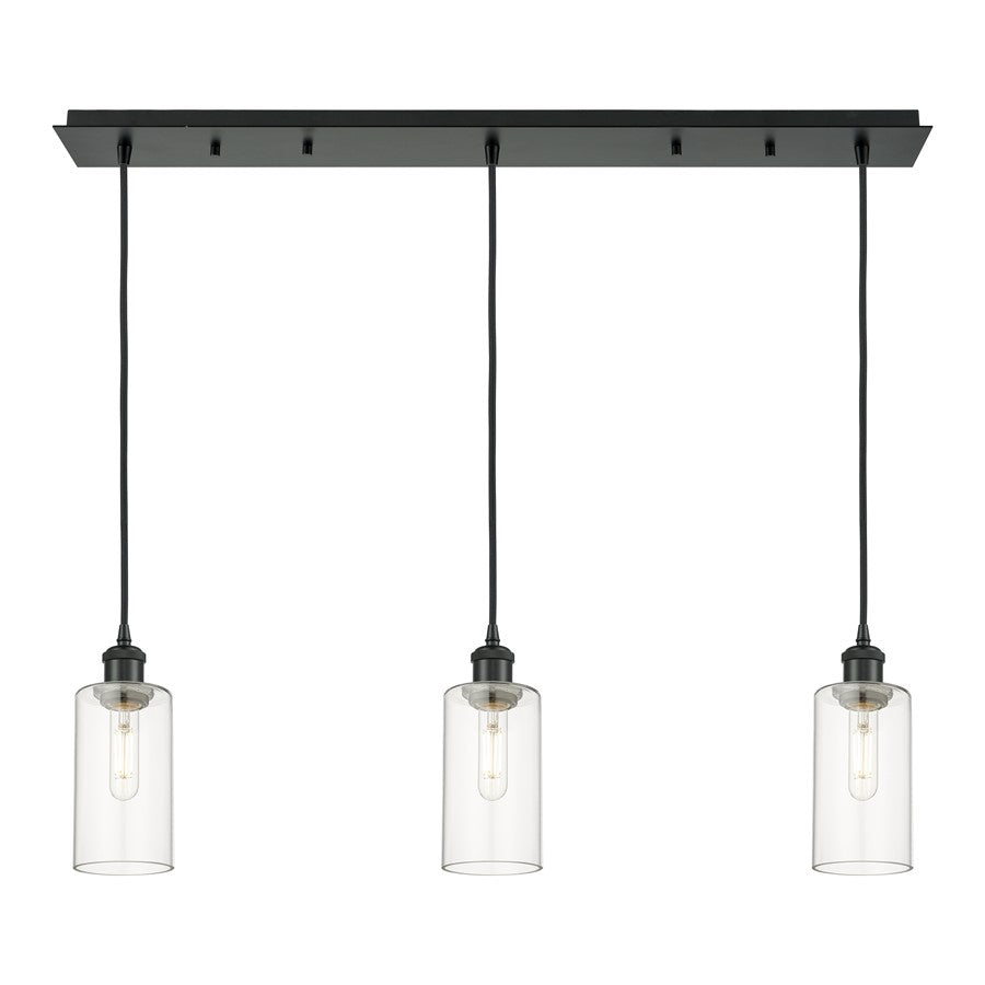 Innovations Crown Point 3Lt 37" Cord Linear Pendant, BK/CL - 123B-3P-BK-G434-7CL
