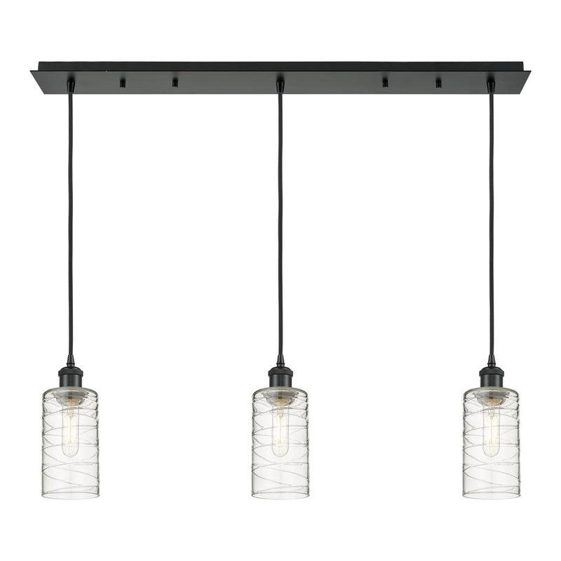 Innovations Crown Point 3Lt 37" Cord Linear Pendant, BK/DS - 123B-3P-BK-G434-7DE