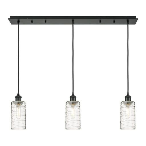 Innovations Crown Point 3Lt 37" Cord Linear Pendant, BK/DS - 123B-3P-BK-G434-7DE