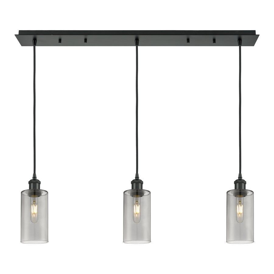 Innovations Crown Point 3Lt 37" Cord Linear Pendant, BK/SM - 123B-3P-BK-G434-7SM