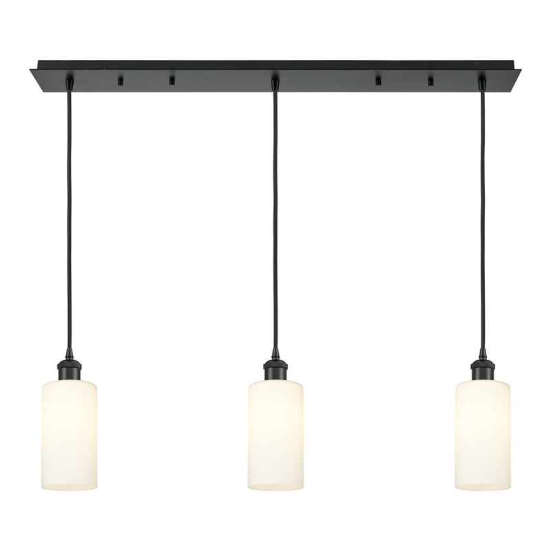 Innovations Crown Point 3Lt 37" Cord Linear Pendant, BK/WH - 123B-3P-BK-G434-7WH