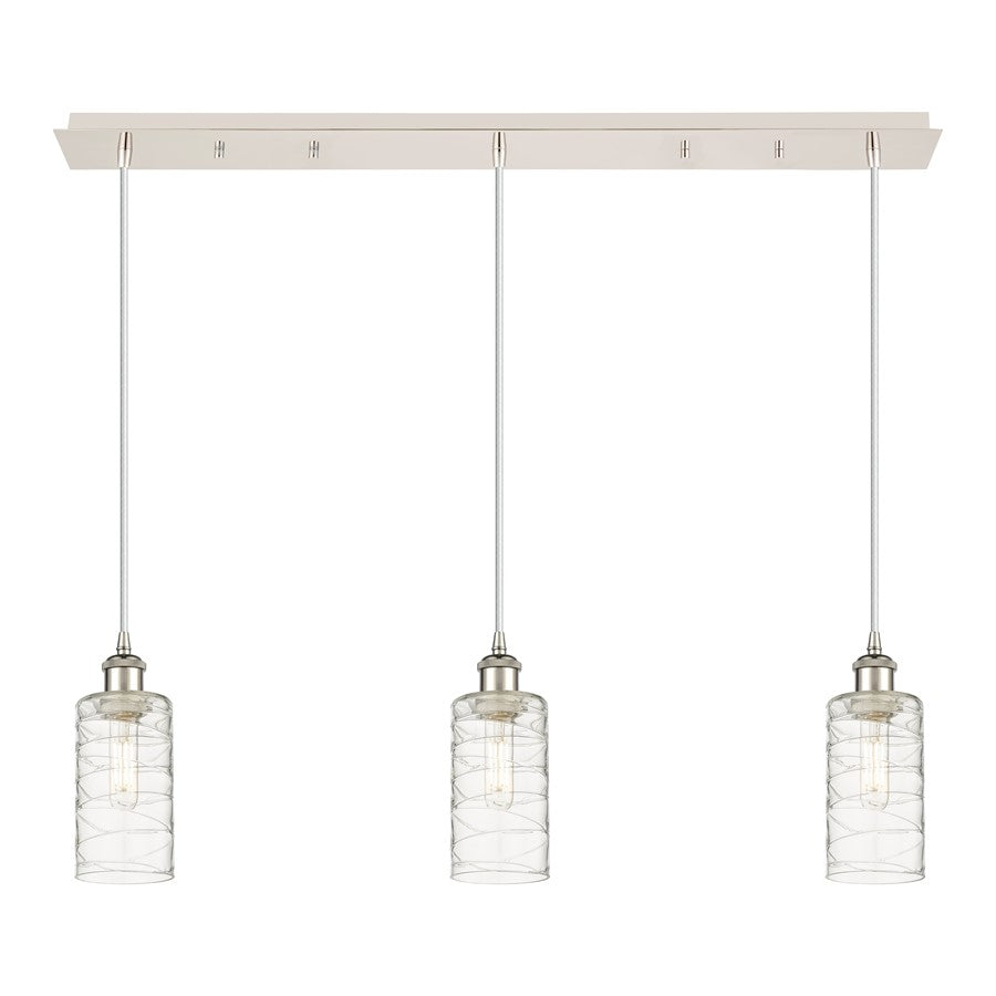 Innovations Crown Point 3Lt 37" Cord Linear Pendant, PN/DS - 123B-3P-PN-G434-7DE