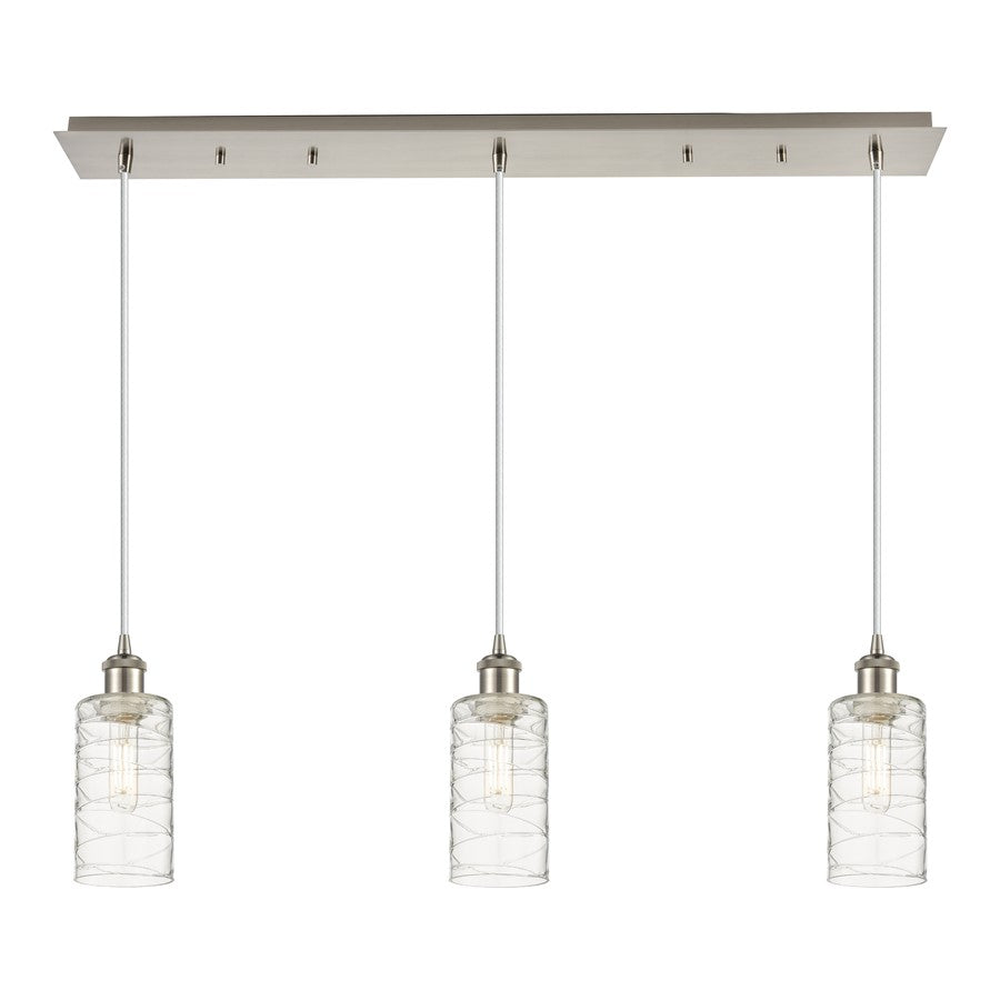 Innovations Crown Point 3Lt 37" Cord Linear Pendant, SN/DS - 123B-3P-SN-G434-7DE