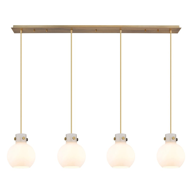 Innovations Newton Sphere 4Lt 8" CL Pendant, BS/WH - 124-410-1PS-BB-G410-8WH