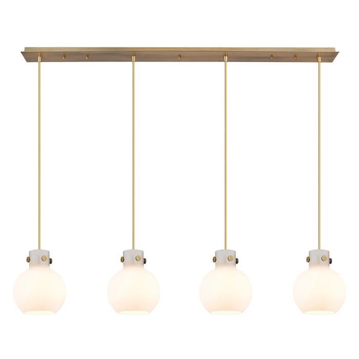 Innovations Newton Sphere 4Lt 8" CL Pendant, BS/WH - 124-410-1PS-BB-G410-8WH