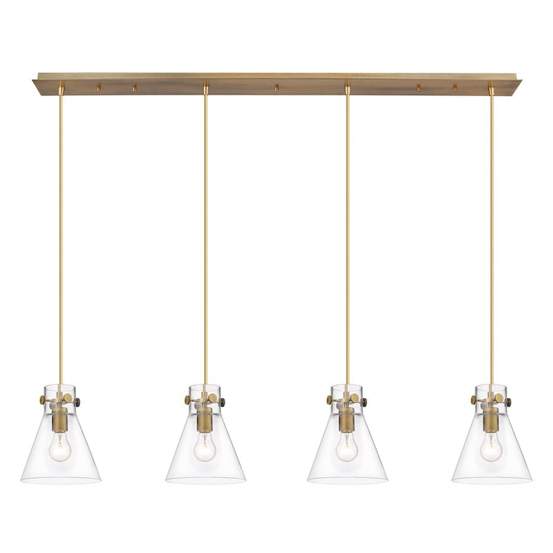 Innovations Newton Cone 4Lt 8" CL Pendant, BS/CL - 124-410-1PS-BB-G411-8CL