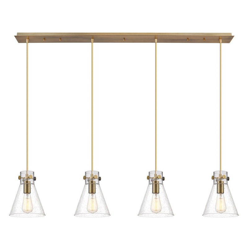 Innovations Newton Cone 4Lt 8" CL Pendant, BS/SD - 124-410-1PS-BB-G411-8SDY
