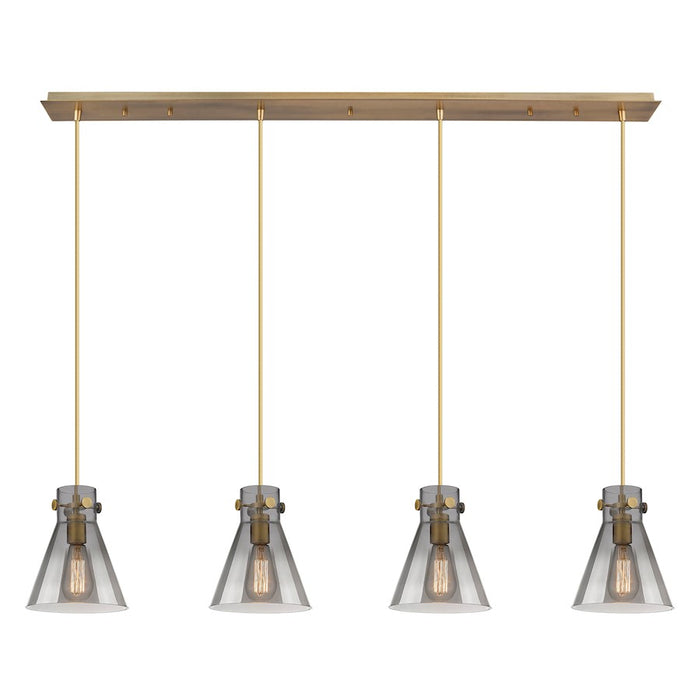 Innovations Newton Cone 4Lt 8" CL Pendant, BS/SM - 124-410-1PS-BB-G411-8SM
