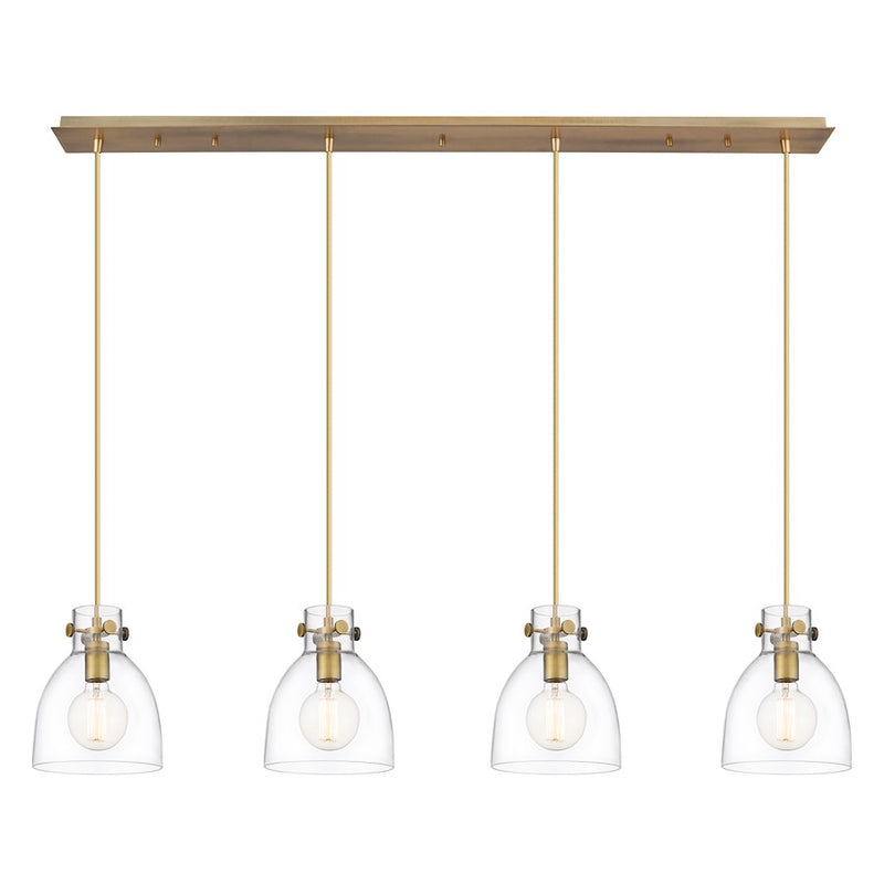 Innovations Newton Bell 4Lt 8" CL Pendant, BS/CL - 124-410-1PS-BB-G412-8CL