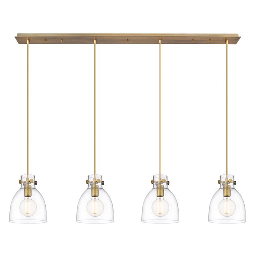 Innovations Newton Bell 4Lt 8" CL Pendant, BS/CL - 124-410-1PS-BB-G412-8CL