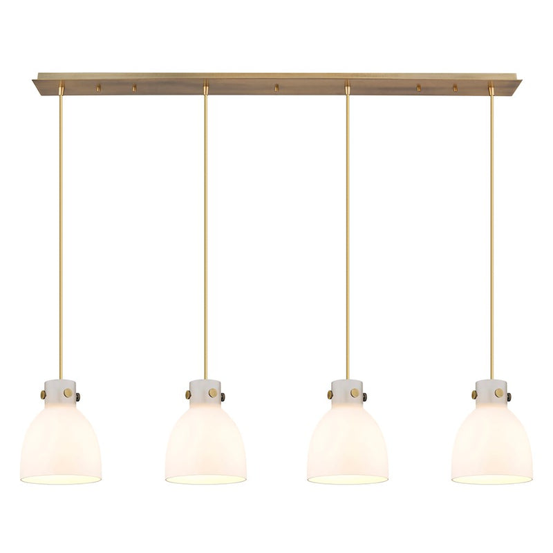 Innovations Newton Bell 4Lt 8" CL Pendant, BS/WH - 124-410-1PS-BB-G412-8WH