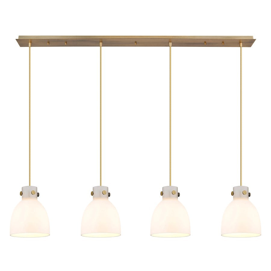 Innovations Newton Bell 4Lt 8" CL Pendant, BS/WH - 124-410-1PS-BB-G412-8WH