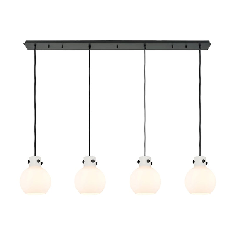 Innovations Newton Sphere 4Lt 8" CL Pendant, BK/WH - 124-410-1PS-BK-G410-8WH