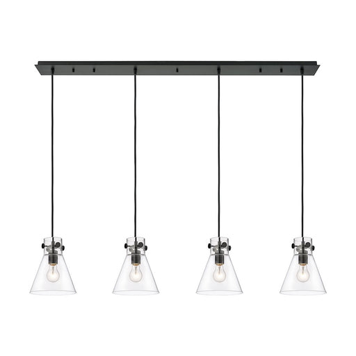Innovations Newton Cone 4Lt 8" CL Pendant, BK/CL - 124-410-1PS-BK-G411-8CL