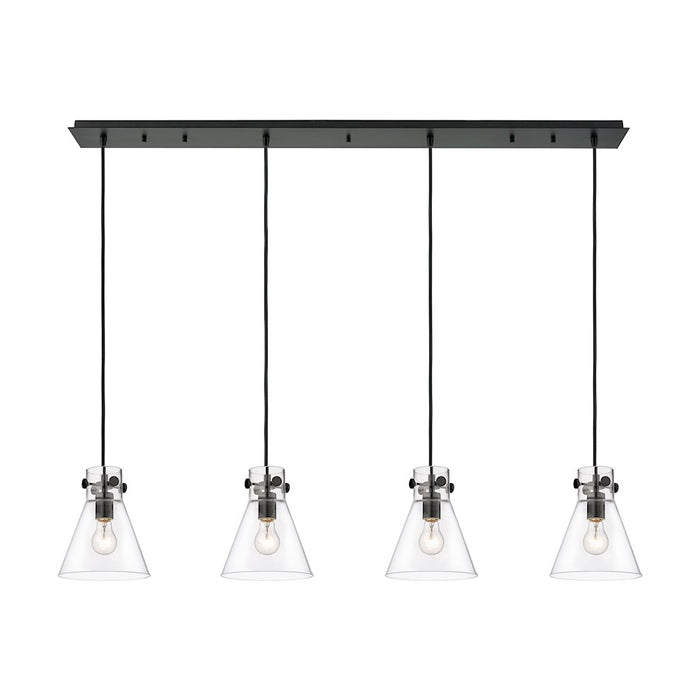Innovations Newton Cone 4Lt 8" CL Pendant, BK/CL - 124-410-1PS-BK-G411-8CL