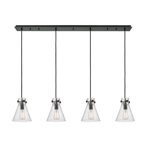 Innovations Newton Cone 4Lt 8" CL Pendant, BK/SD - 124-410-1PS-BK-G411-8SDY