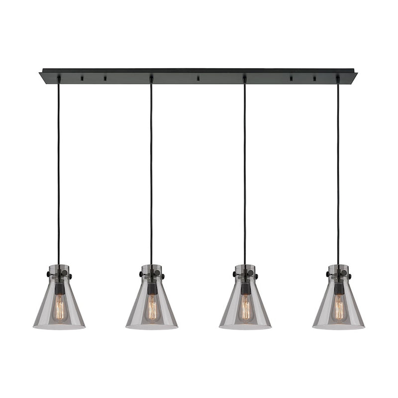 Innovations Newton Cone 4Lt 8" CL Pendant, BK/SM - 124-410-1PS-BK-G411-8SM