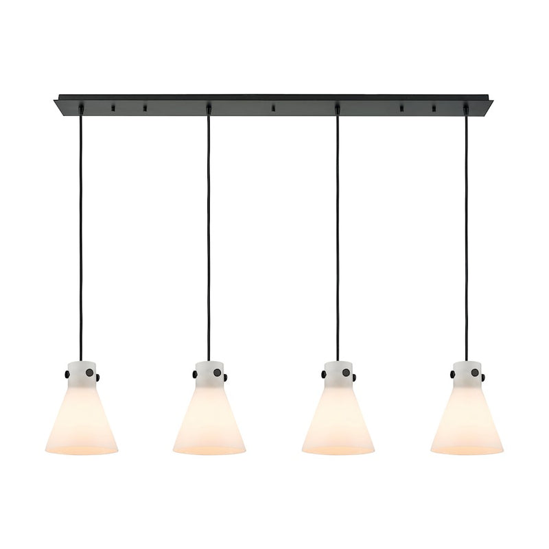 Innovations Newton Cone 4Lt 8" CL Pendant, BK/WH - 124-410-1PS-BK-G411-8WH