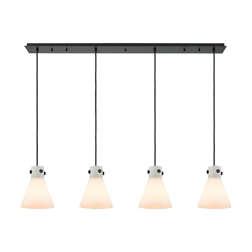 Innovations Newton Cone 4Lt 8" CL Pendant, BK/WH - 124-410-1PS-BK-G411-8WH
