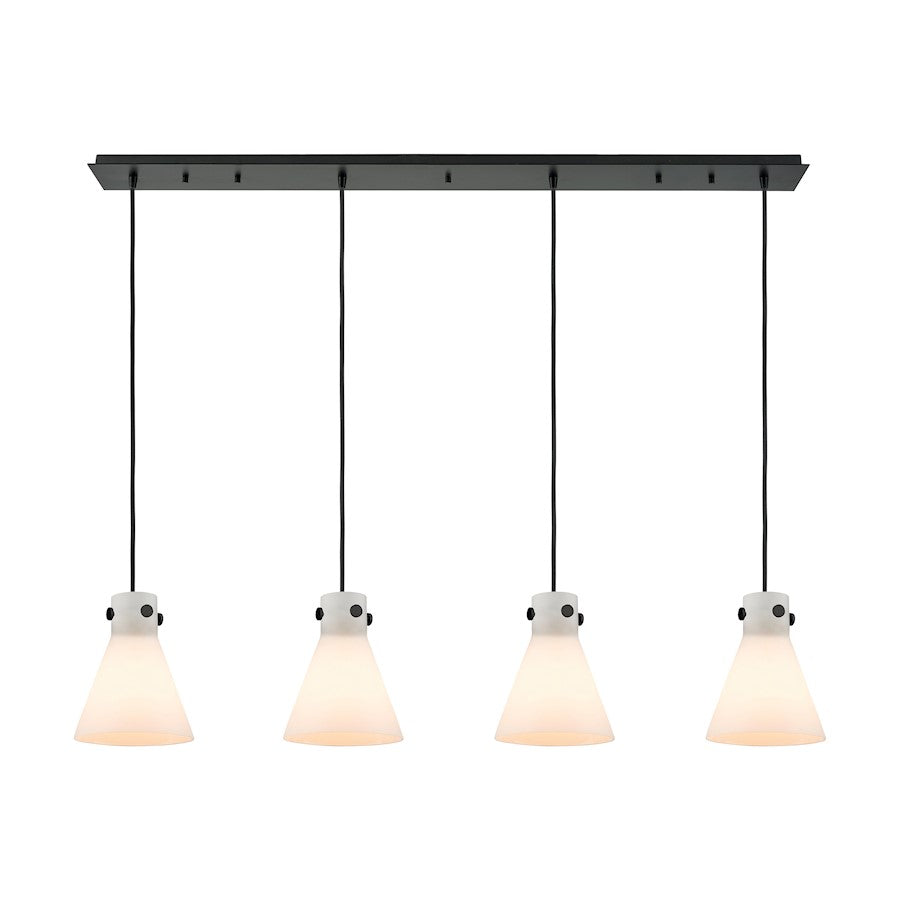 Innovations Newton Cone 4Lt 8" CL Pendant, BK/WH - 124-410-1PS-BK-G411-8WH