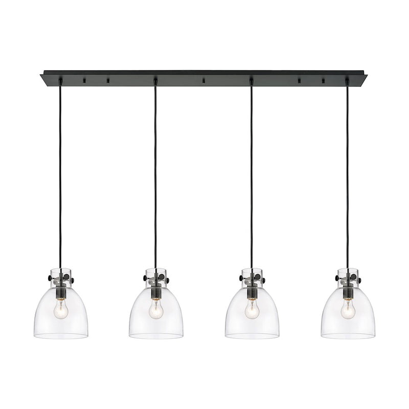Innovations Newton Bell 4Lt 8" CL Pendant, BK/CL - 124-410-1PS-BK-G412-8CL