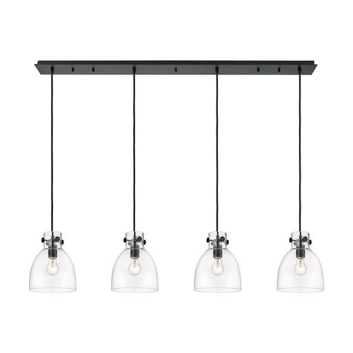 Innovations Newton Bell 4Lt 8" CL Pendant, BK/CL - 124-410-1PS-BK-G412-8CL