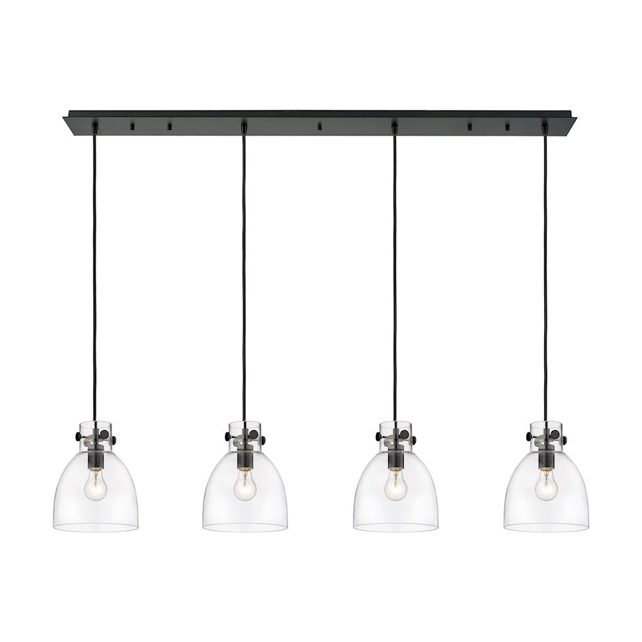 Innovations Newton Bell 4Lt 8" CL Pendant, BK/CL - 124-410-1PS-BK-G412-8CL