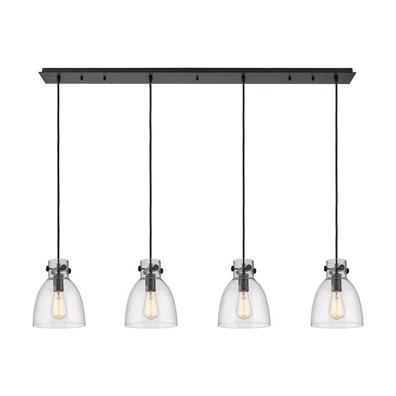 Innovations Newton Bell 4Lt 8" CL Pendant, BK/SD - 124-410-1PS-BK-G412-8SDY