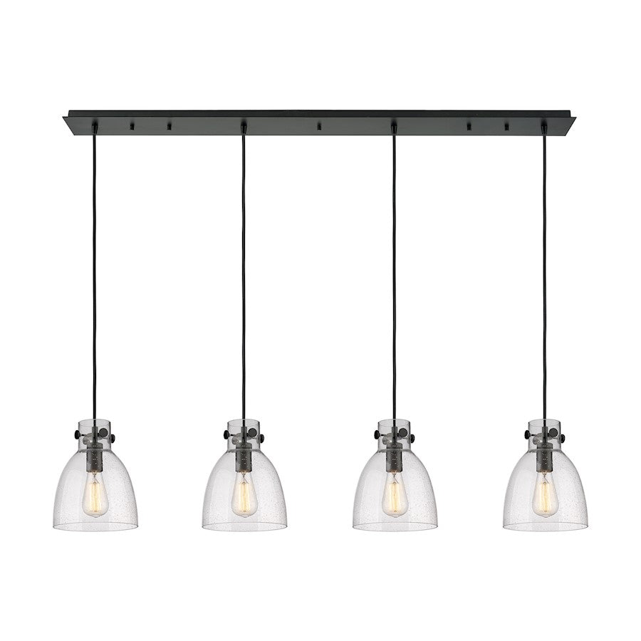 Innovations Newton Bell 4Lt 8" CL Pendant, BK/SD - 124-410-1PS-BK-G412-8SDY