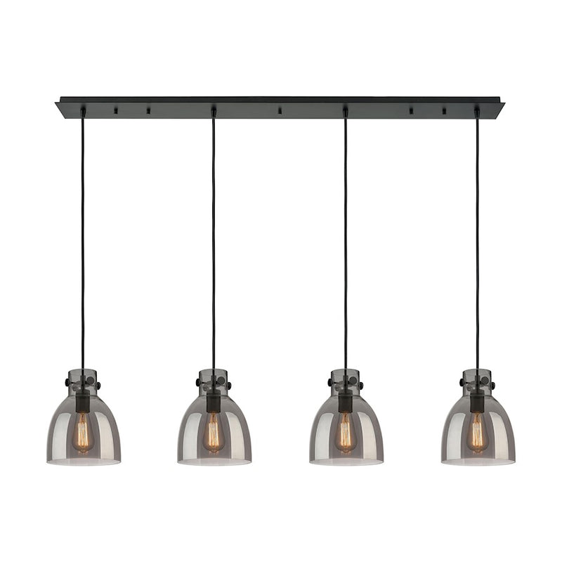 Innovations Newton Bell 4Lt 8" CL Pendant, BK/SM - 124-410-1PS-BK-G412-8SM