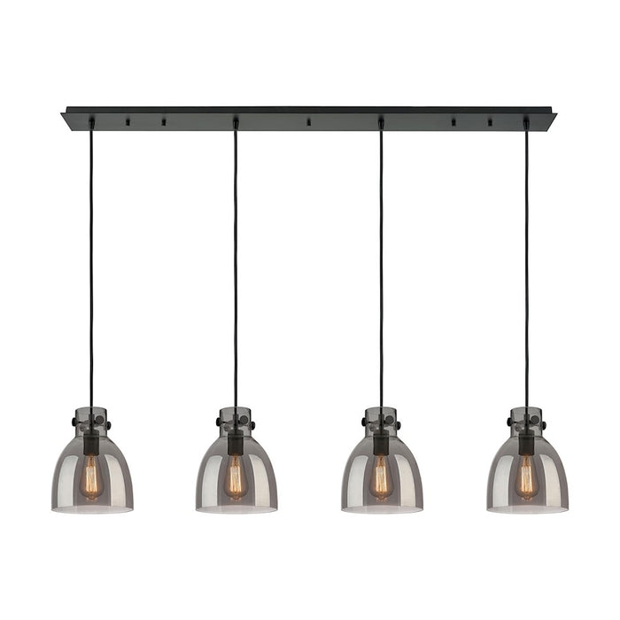 Innovations Newton Bell 4Lt 8" CL Pendant, BK/SM - 124-410-1PS-BK-G412-8SM