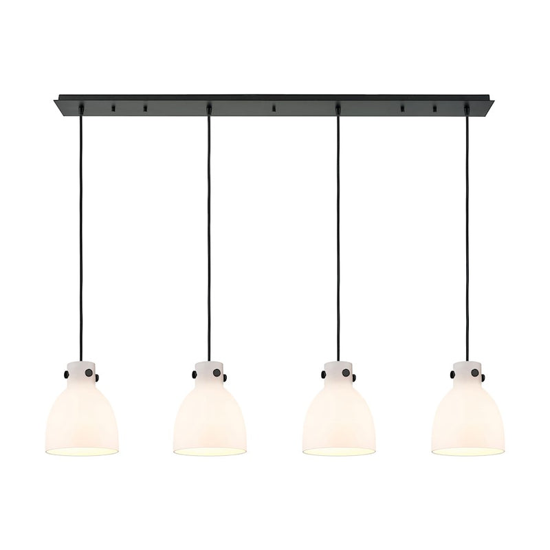Innovations Newton Bell 4Lt 8" CL Pendant, BK/WH - 124-410-1PS-BK-G412-8WH