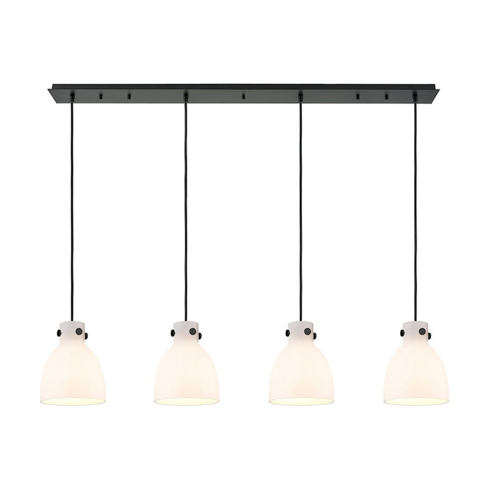 Innovations Newton Bell 4Lt 8" CL Pendant, BK/WH - 124-410-1PS-BK-G412-8WH