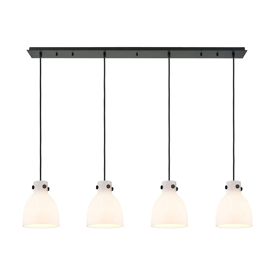 Innovations Newton Bell 4Lt 8" CL Pendant, BK/WH - 124-410-1PS-BK-G412-8WH