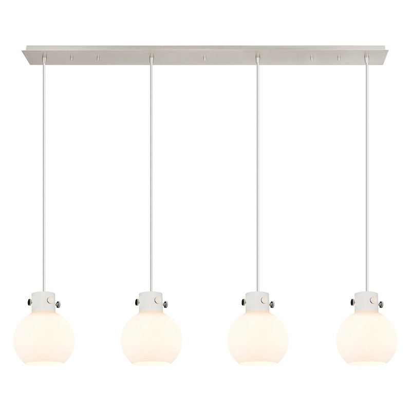 Innovations Newton Sphere 4Lt 8" CL Pendant, PN/WH - 124-410-1PS-PN-G410-8WH