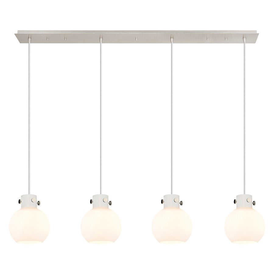Innovations Newton Sphere 4Lt 8" CL Pendant, PN/WH - 124-410-1PS-PN-G410-8WH