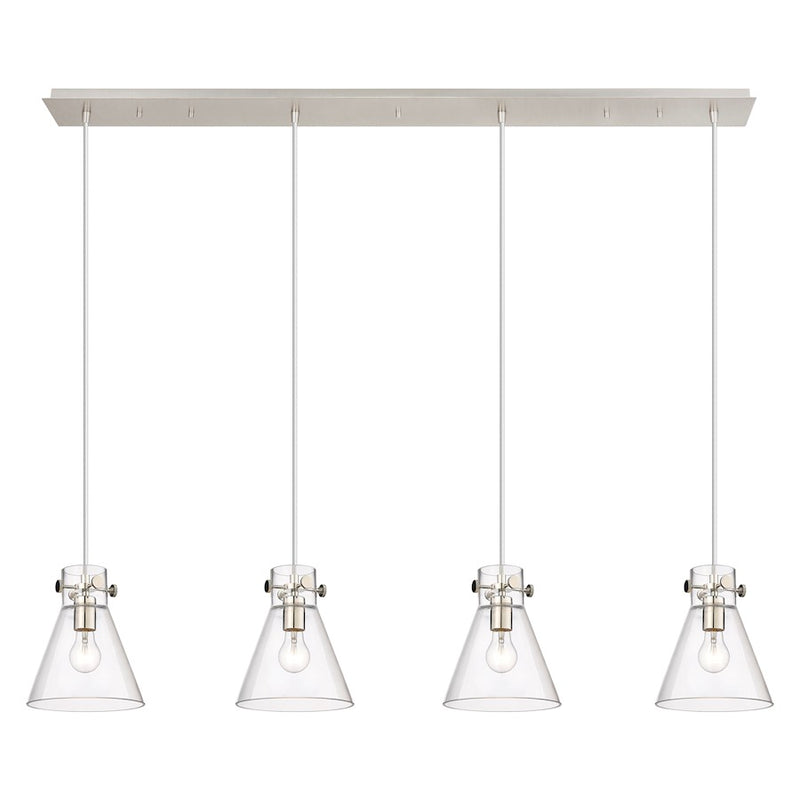 Innovations Newton Cone 4Lt 8" CL Pendant, PN/CL - 124-410-1PS-PN-G411-8CL