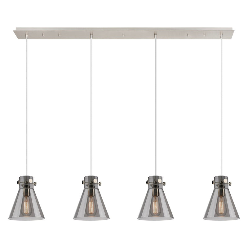 Innovations Newton Cone 4Lt 8" CL Pendant, PN/SM - 124-410-1PS-PN-G411-8SM