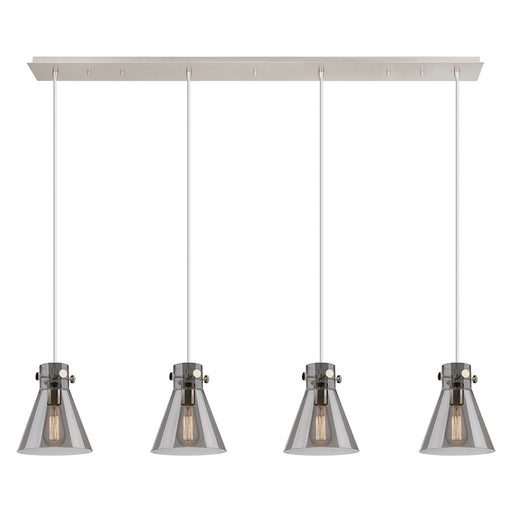 Innovations Newton Cone 4Lt 8" CL Pendant, PN/SM - 124-410-1PS-PN-G411-8SM
