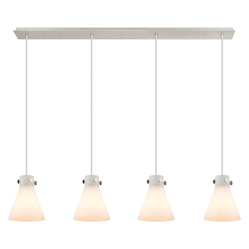 Innovations Newton Cone 4Lt 8" CL Pendant, PN/WH - 124-410-1PS-PN-G411-8WH