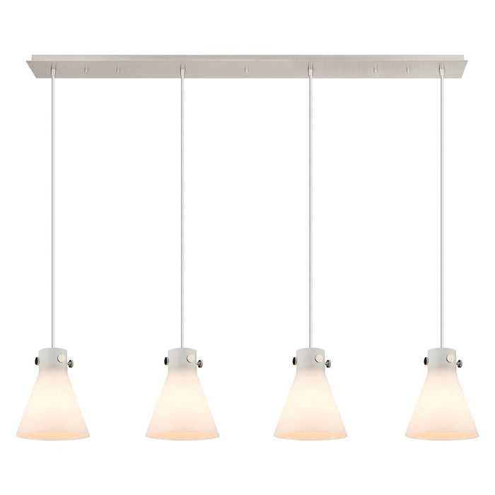Innovations Newton Cone 4Lt 8" CL Pendant, PN/WH - 124-410-1PS-PN-G411-8WH